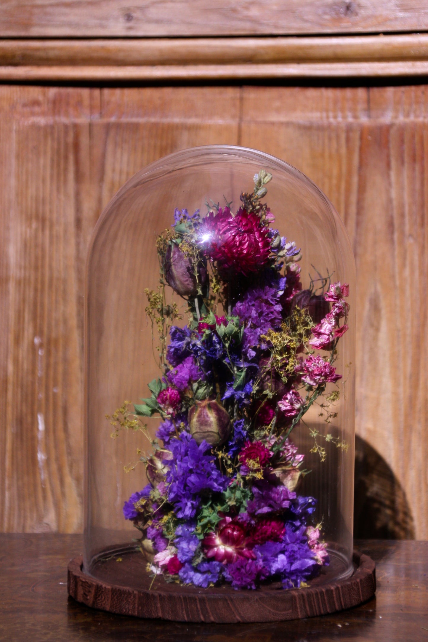 Cloche de fleurs séchées - Charlotte glamour