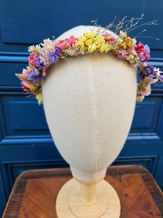 Couronne de tête fleurs séchées la caennaise