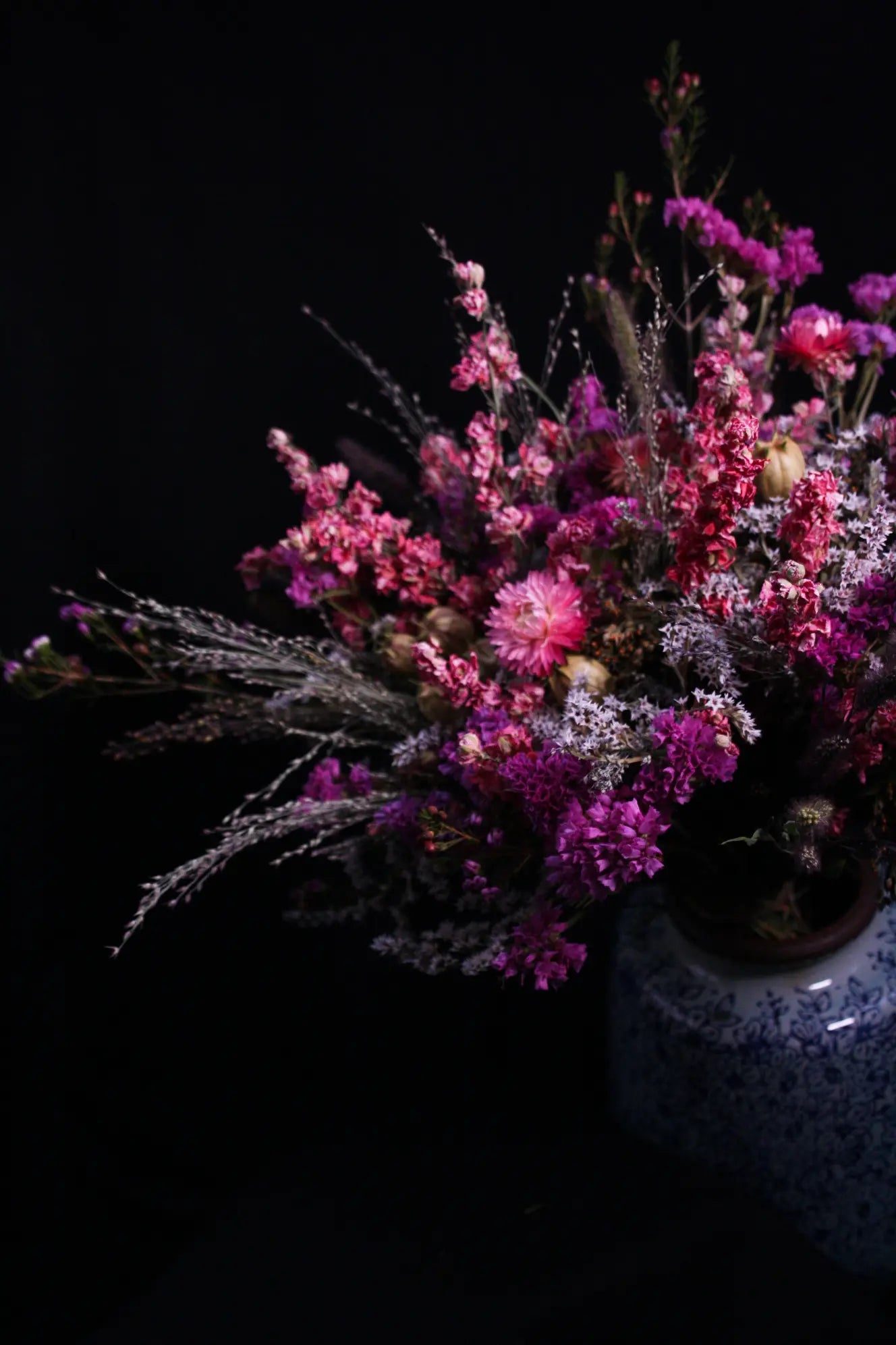 fleurs séchées bouquet colorées taille moyenne pour vase de table