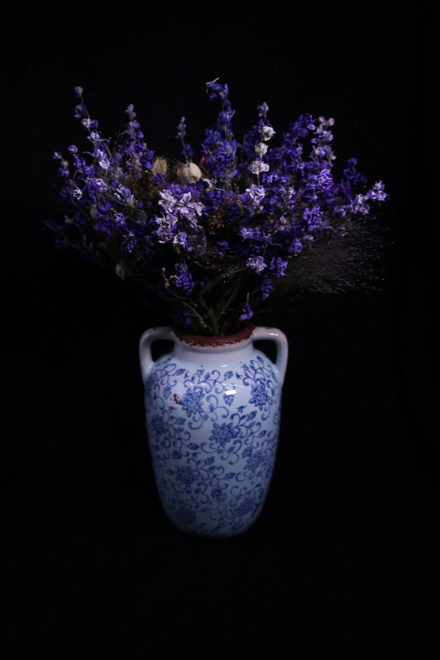 Bouquet de fleurs séchées bleu et blanc esprit bord de mer Clarence