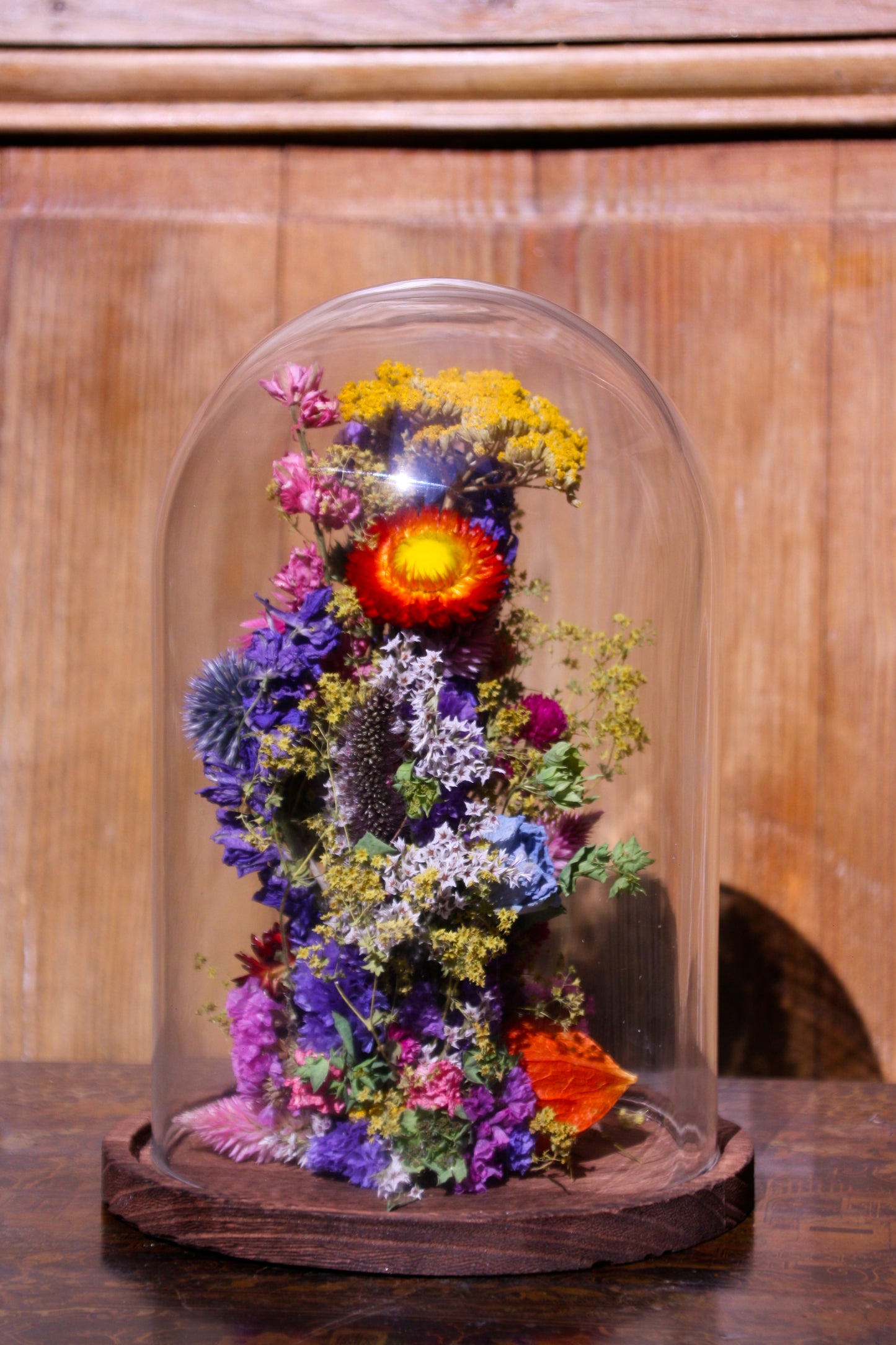 Cloche de fleurs séchées - Cabaret normand