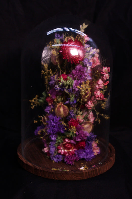 Cloche de fleurs séchées - Charlotte glamour