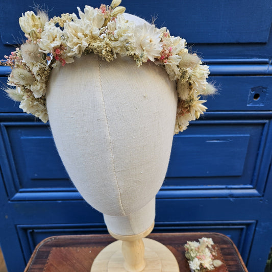 couronne de tête fleurs séchées la champètre