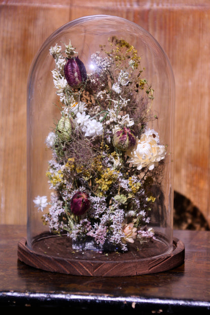 Cloche de fleurs séchées - L'ingénue