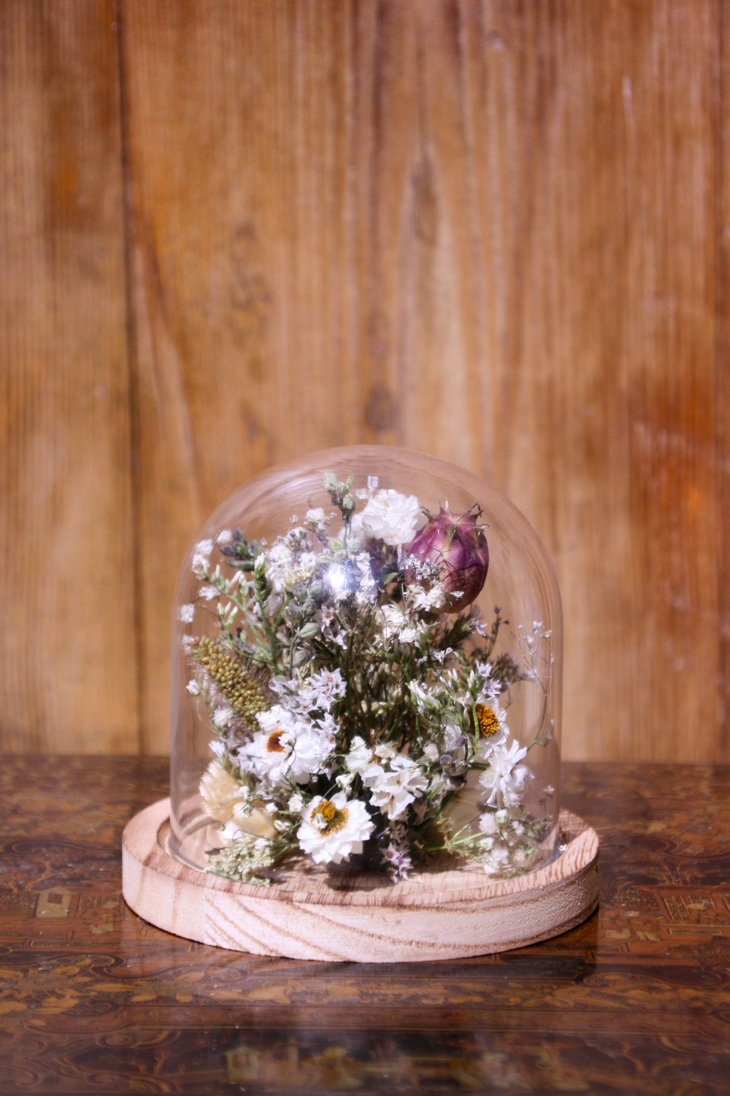 Cloche de fleurs séchées - L'ingénue