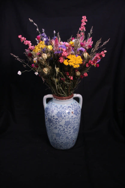 Bouquet de fleurs séchées colorées style champêtre vif modèle Cabaret