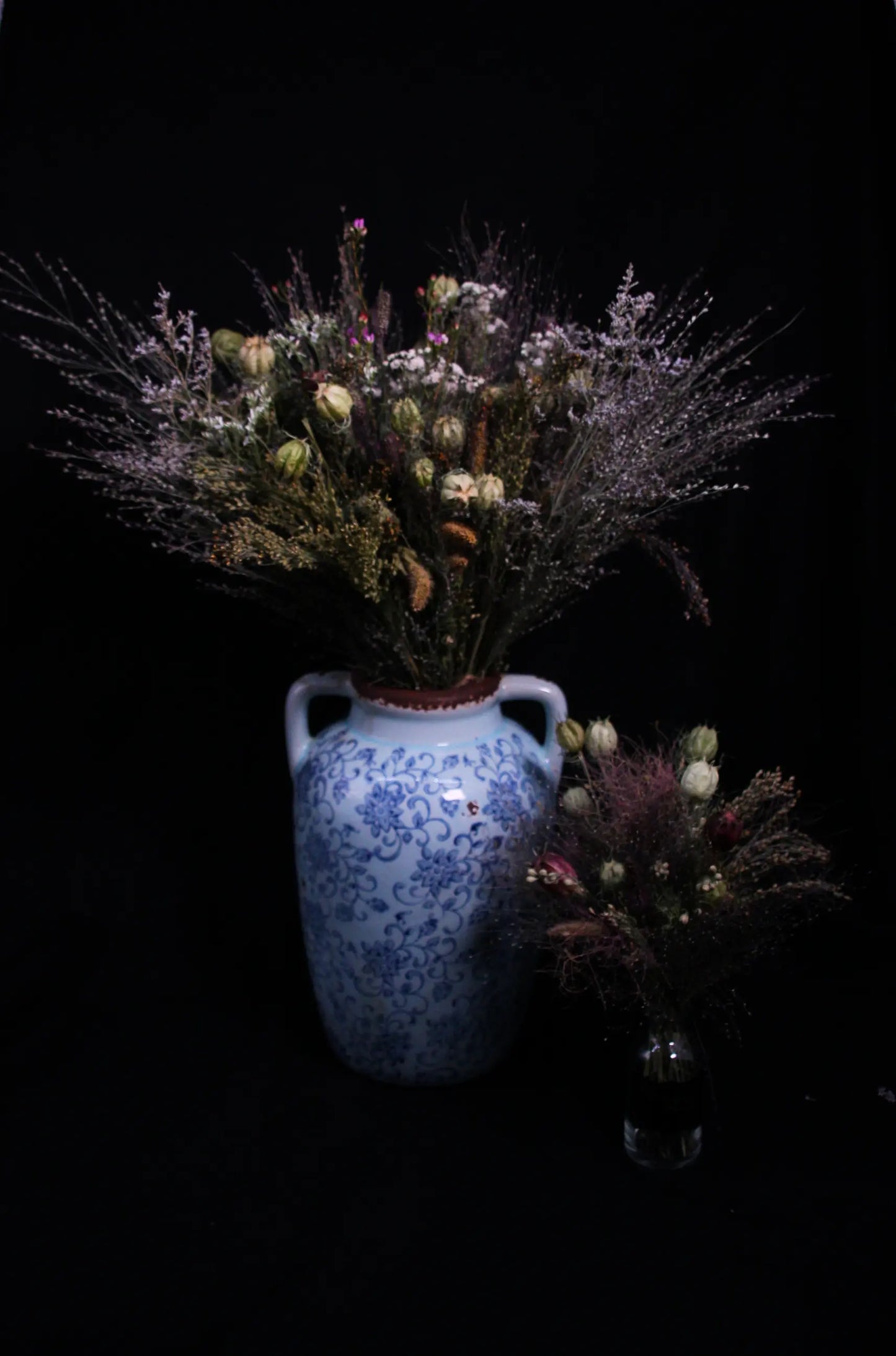 Bouquet de fleurs séchées aux tons neutres et verts idéal pour homme