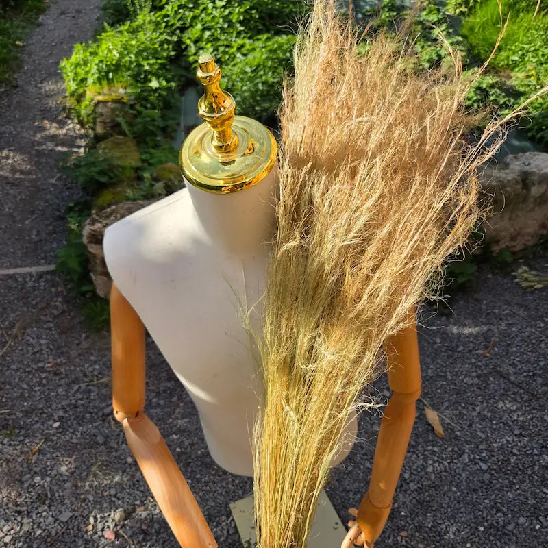 Utilisation de cheveux d'ange séchés normands pour créer une base nuageuse féérique dans une cloche décorative DIY.