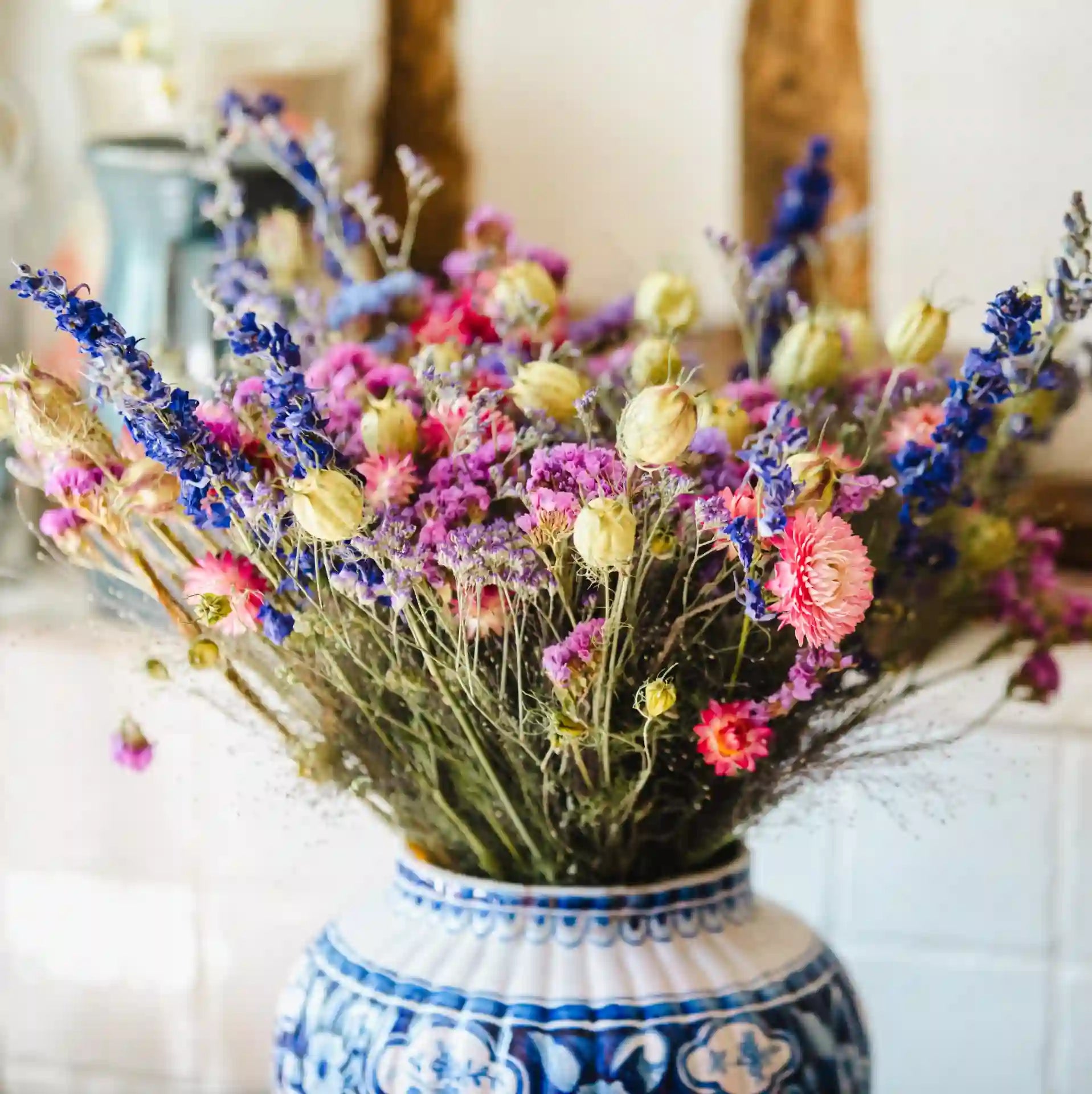 Bouquet de fleurs séchées chic et sophistiqué Ouistreham, fleurs françaises naturelles