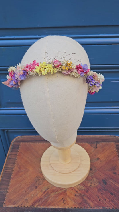 Couronne de tête fleurs séchées la caennaise